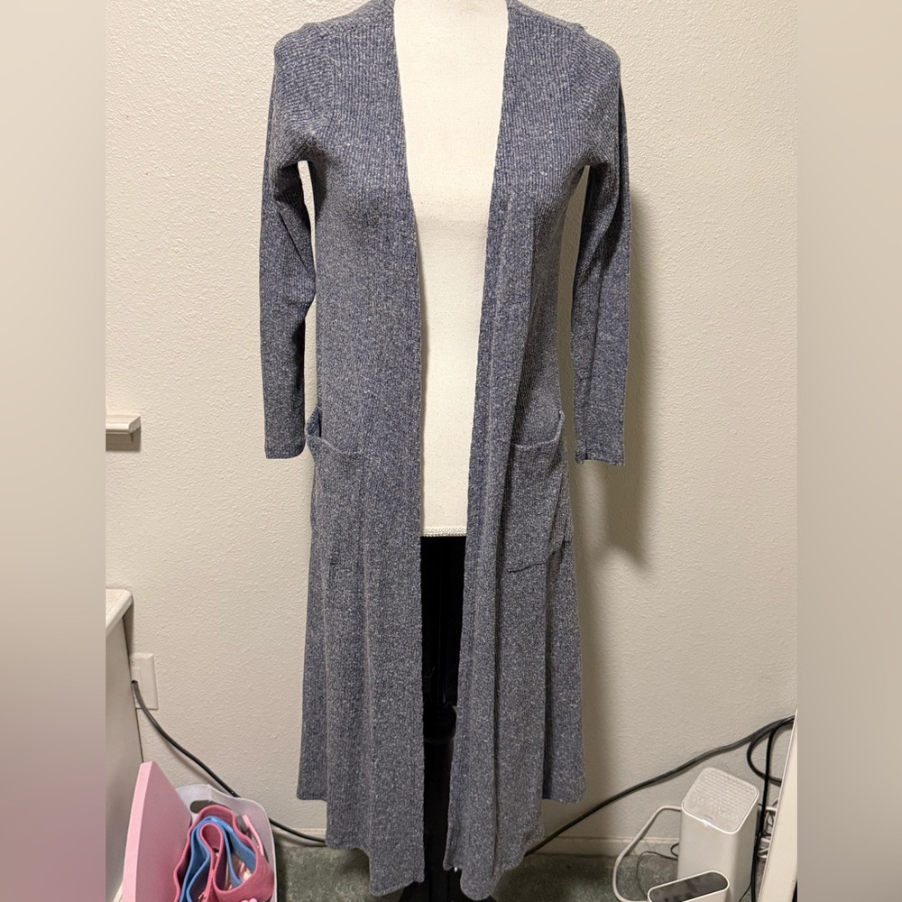 Lularoe blue gray Sarah duster cardigan size S